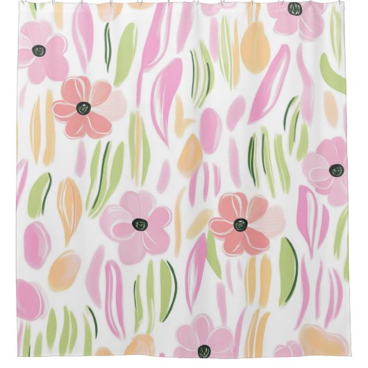 Pastell Retro Blumen (5) Duschvorhang (Vorderseite)