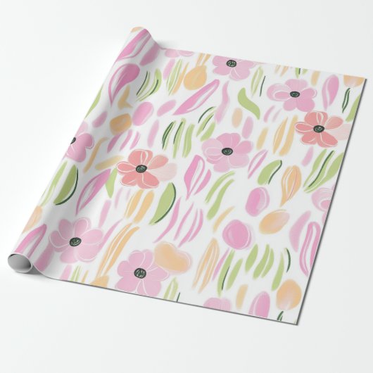 Pastell-Retro-Blumen (5) Geschenkpapier (Ungerollt)