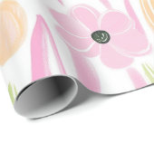 Pastell-Retro-Blumen (5) Geschenkpapier (Rolleneckpunkt)