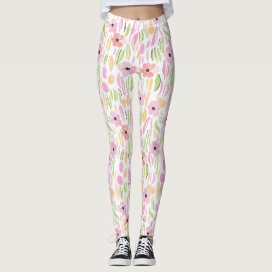Pastell-Retro-Blumen (5) Leggings (Vorderseite)