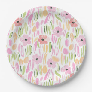 Pastell-Retro-Blumen (5) Pappteller