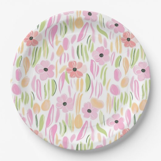 Pastell-Retro-Blumen (5) Pappteller (Vorderseite)
