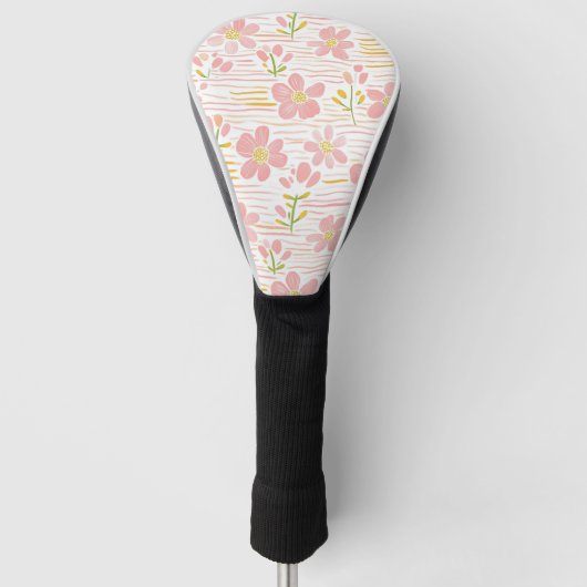 Pastell-Retro-Blumen (6) Golf Headcover (Vorderseite)