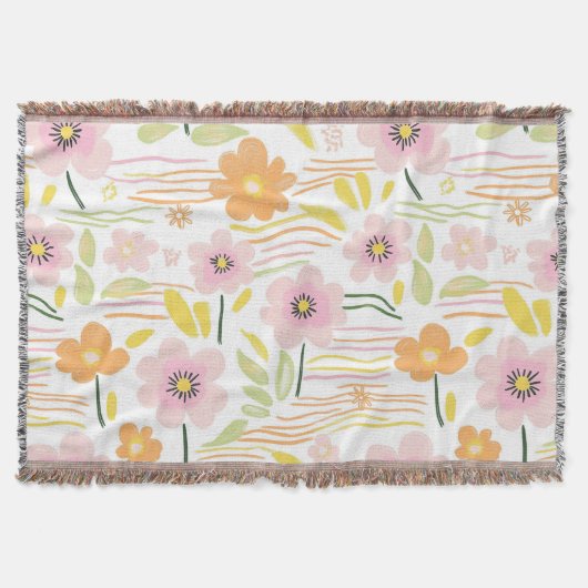 Pastell-Retro-Blumen (7) Decke (Vorderseite)