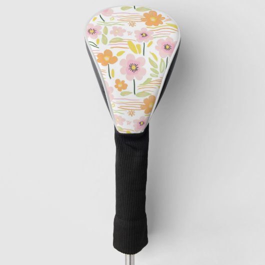 Pastell-Retro-Blumen (7) Golf Headcover (Vorderseite)