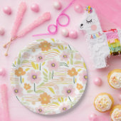 Pastell-Retro-Blumen (7) Pappteller (Party)