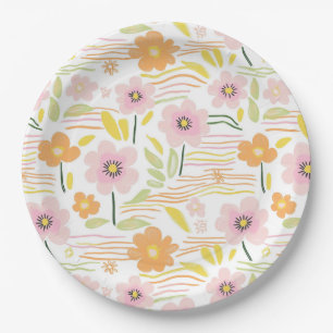 Pastell-Retro-Blumen (7) Pappteller