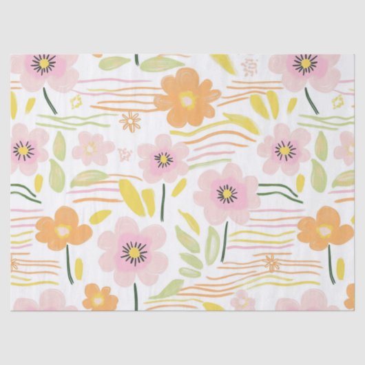 Pastell-Retro-Blumen (7) Seidenpapier (Vorderseite)