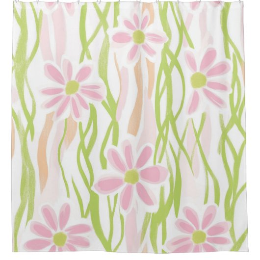 Pastell-Retro-Blumen (8) Duschvorhang (Vorderseite)