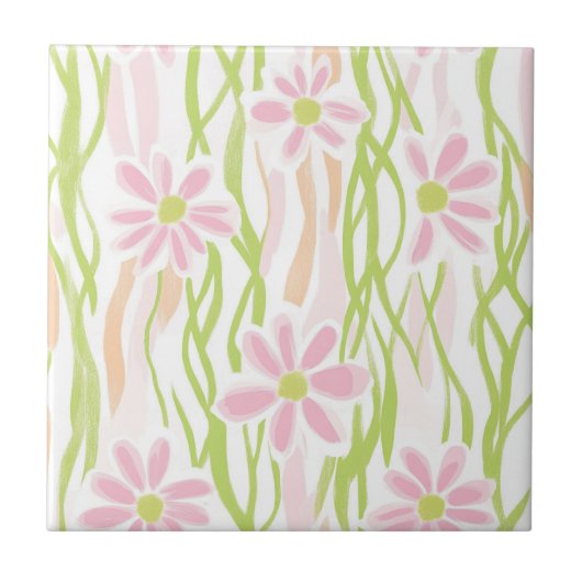 Pastell Retro Blumen (8) Fliese (Vorderseite)
