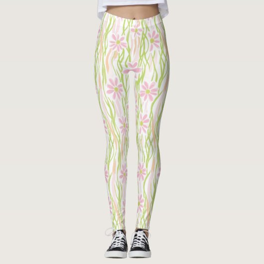 Pastell-Retro-Blumen (8) Leggings (Vorderseite)