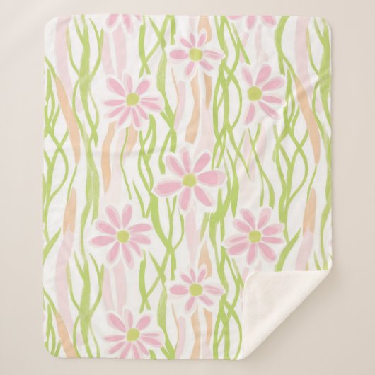 Pastell-Retro-Blumen (8) Sherpadecke (Vorderseite)
