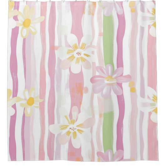 Pastell-Retro-Blumen (9) Duschvorhang (Vorderseite)