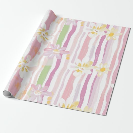 Pastell-Retro-Blumen (9) Geschenkpapier (Ungerollt)