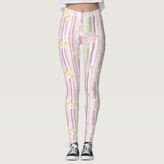Pastell-Retro-Blumen (9) Leggings (Vorderseite)