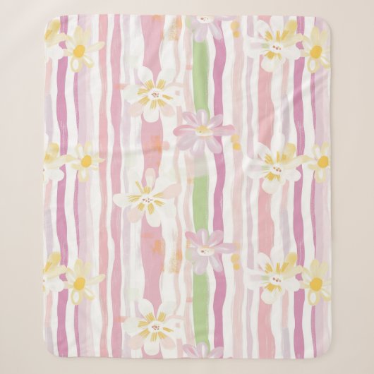 Pastell-Retro-Blumen (9) Sherpadecke (Vorderseite)