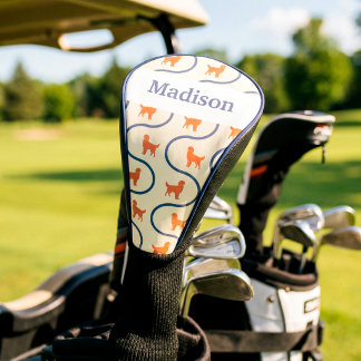 Pastell-Retro-Golden-Retriever-Wellen-Muster Golf Headcover