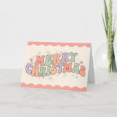 Pastell Retro Groovy Frohe Weihnachten (Vorderseite)