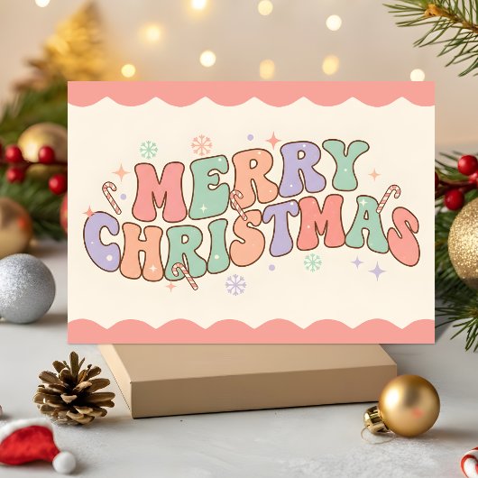 Pastell Retro Groovy Frohe Weihnachten