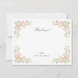 Pastell-Rokokogarten - Prächtige florale Hochzeit Dankeskarte