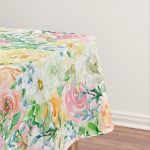 Pastell Romantisches Rosenmuster Kurz   Tischdecke