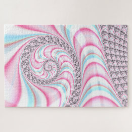 Pastell-Rosa-Blau-Candy-Cane-Spiral-Fraktal Puzzle
