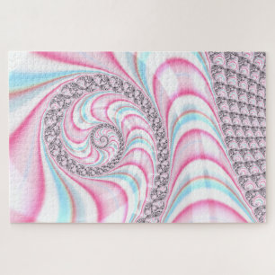 Pastell-Rosa-Blau-Candy-Cane-Spiral-Fraktal Puzzle