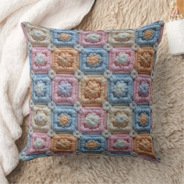 Pastell Rosa Blau Elfenbein Orange Häkellook Kissen