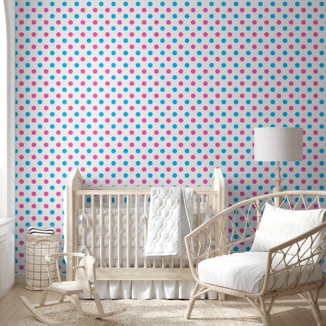 Pastell Rosa Blau Punkte Muster Tapete (Kinder)