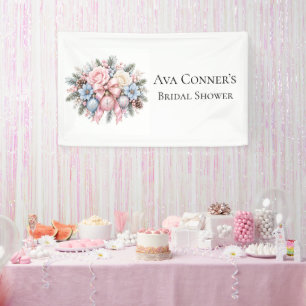 Pastell-Rosa-Blau-Weihnachten-Brautparty-Willkomme Banner