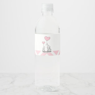 Pastell Rosa Elefant Mädchen Baby-Party Wasserflaschenetikett