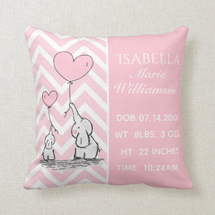 Pastell Rosa Elefant Personalisierte Baby Mädchen  Kissen