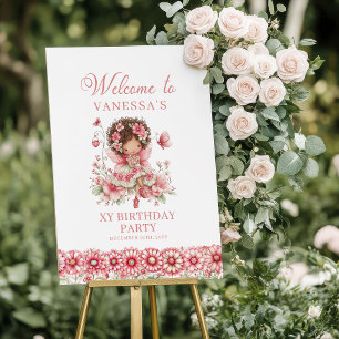 Pastell Rosa Fee Zauberhaft Blumen 2. Geburtstags Poster