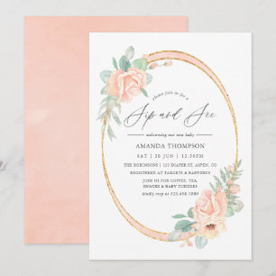 Pastell-Rosa-Floral geometrische Sip-and-See-Einla Einladung