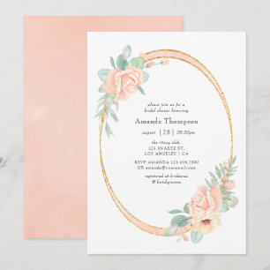 Pastell-Rosa-Floral-Geometrischer-Polterabend Einladung