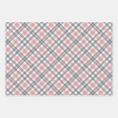 Pastell-Rosa Grau Weiß Karomuster Geschenkpapier Set (Vorderseite 2)