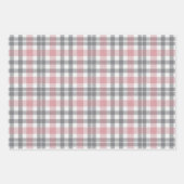 Pastell-Rosa Grau Weiß Karomuster Geschenkpapier Set (Vorderseite)