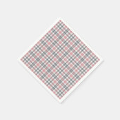 Pastell-Rosa Grau Weiß Karomuster Serviette (Ecke)