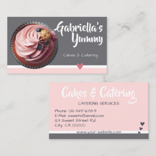 Pastell Rosa Grauer Cupcake-Torte Foto Vorlage Süß Visitenkarte