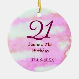 Pastell Rosa Grün 21. Geburtstag einfacher Name Da Keramik Ornament
