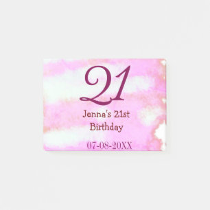 Pastell Rosa Grün 21. Geburtstag einfacher Name Da Post-it Klebezettel
