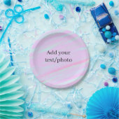 Pastell rosa grün Foto Text Wasserfarbe Retro Pappteller (Party)