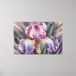 *~* Pastell Rosa IRIS Schwertlilien Vintage Flora Leinwanddruck
