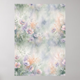 Pastell-Rosa-Lavendel-Wildblumengartenplakat Poster