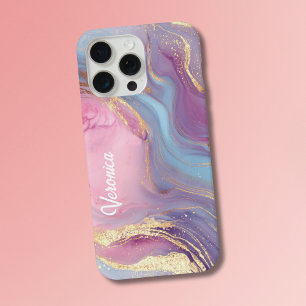 Pastell Rosa Lila Gold Marmor Glitter Abstrakt iPhone 15 Pro Max Hülle
