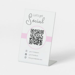 Pastell rosa QR-Code feminin scannen mich soziale Sockelschild