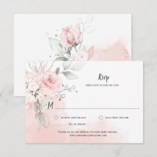 Pastell Rosa Rosen Blass Rosa Wasserfarben-Waschun RSVP Karte