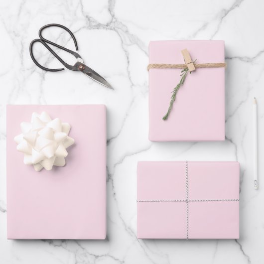Pastell-Rosa-Rosen-Einfarbig Geschenkpapier Set (Vorderseite)