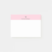 Pastell Rosa Süße Personalisierte Monogramm Name Post-it Klebezettel (Vorderseite)