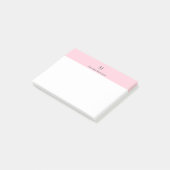 Pastell Rosa Süße Personalisierte Monogramm Name Post-it Klebezettel (angewinkelt)
